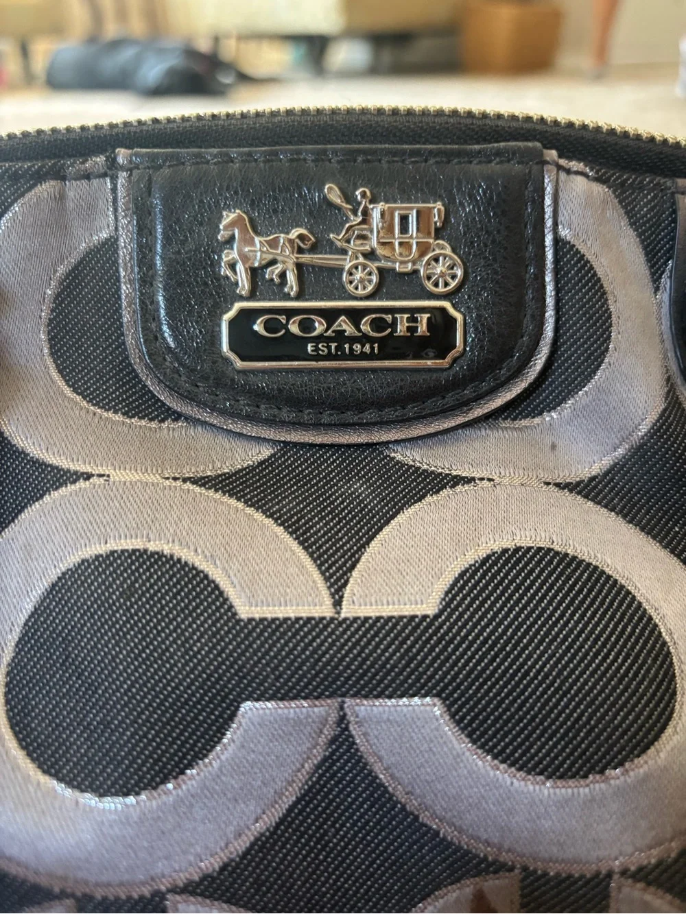 Coach Black & Gray Mini Signature Satchel